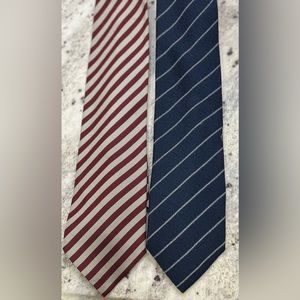 Lot of 2 Giorgio Armani Cravatte Silk Ties Striped